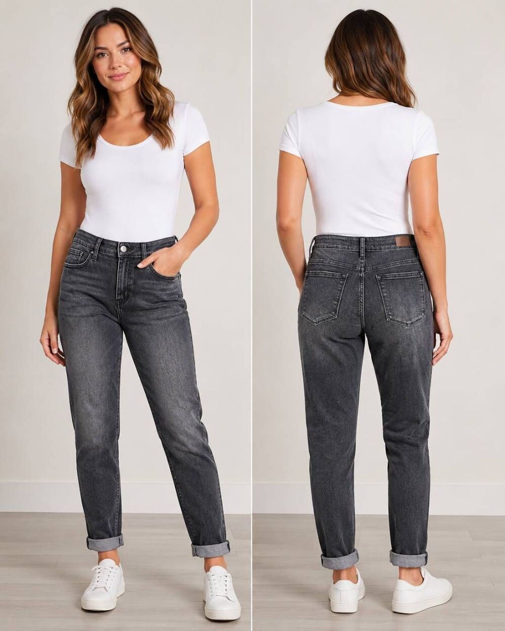 Judy Blue Boyfriend Jeans 7/28 Black Wash Stretch Mid Rise JB88130 30x27